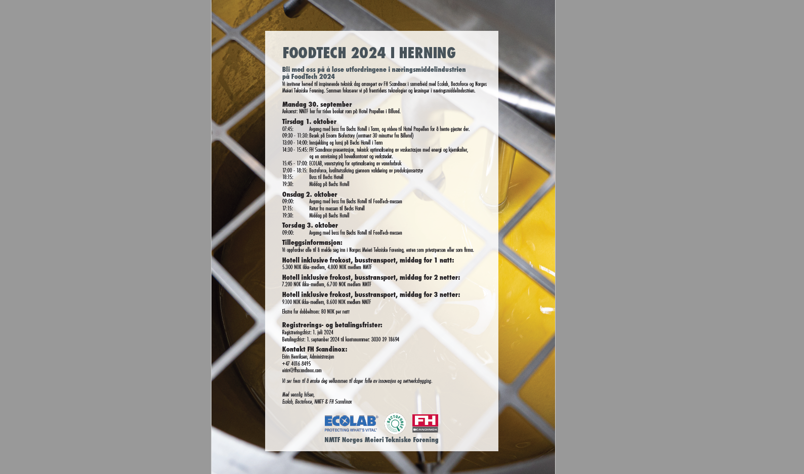 NMTF, Scandinox, Ecolab og Bactoforce inviterer til Nord-Europas største messe i sitt slag.